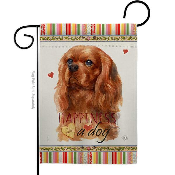 Gardencontrol Ruby Cavalier King Spaniel Happiness Animals Dog 13 x 18.5 in. Dbl-Sided Vertical Garden Flags for GA3901960